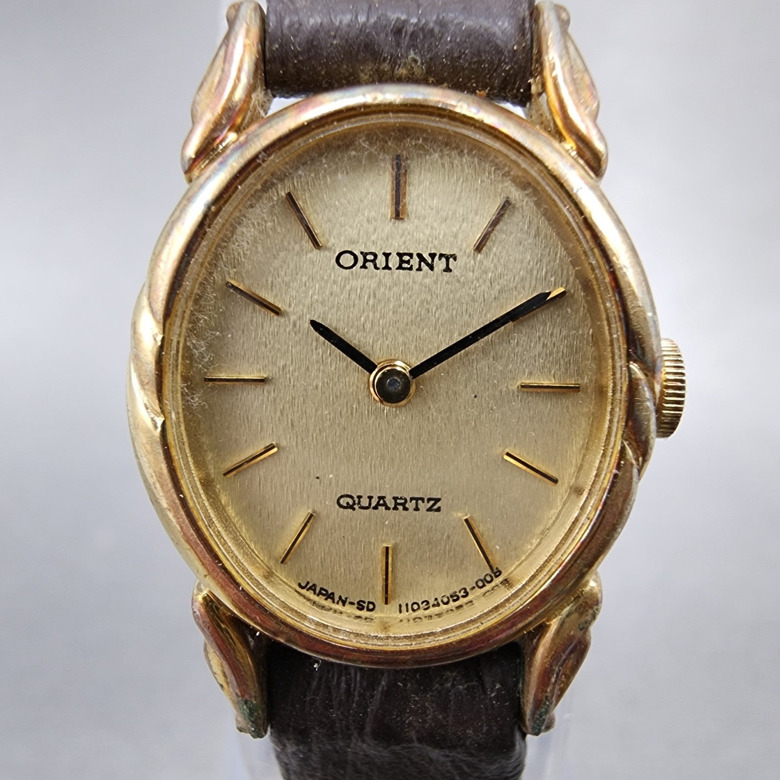 Orient Watch Women 18mm Gold Dial Gold Plated Oval  New Battery Vintage1