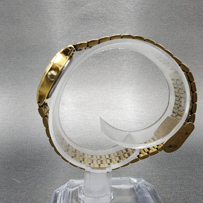 VTG Seiko SX Watch Women 19mm Black Dial Gold Tone Round V401-0281 New Battery