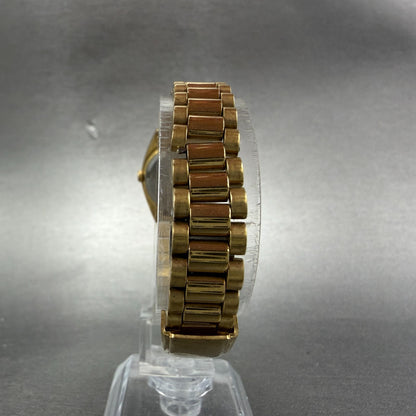 Seiko Watch Women 25mm Gold Dial Gold Tone Daydate Round 7N83-0041 New Battery L7