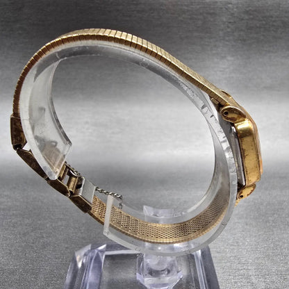 Seiko Watch Women 17mm Gold Dial Gold Tone Rectangle 5420-5319 New Battery8
