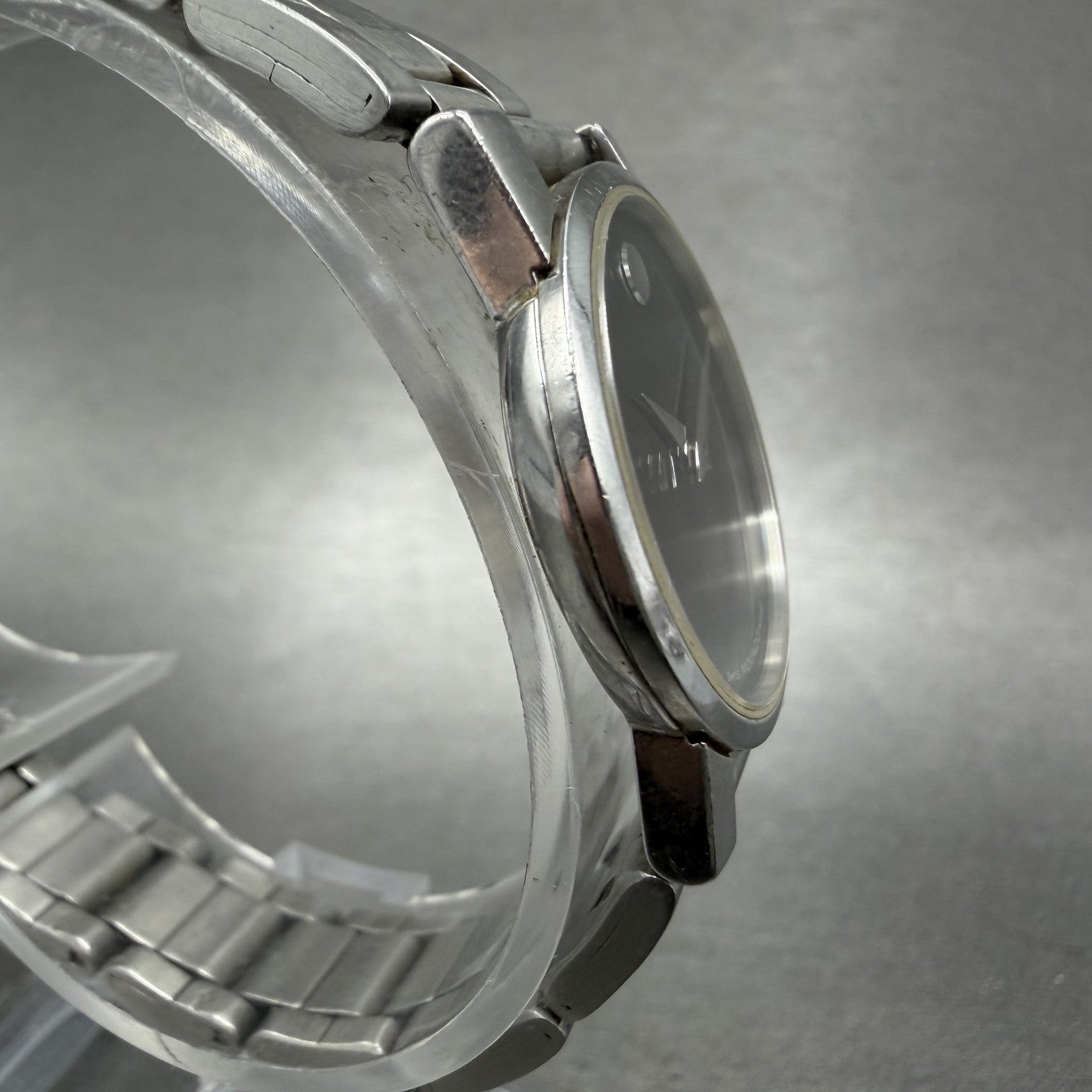 Movado Museum Watch Women 25mm Black Dial Steel Round 84.A1.0845 New Battery3