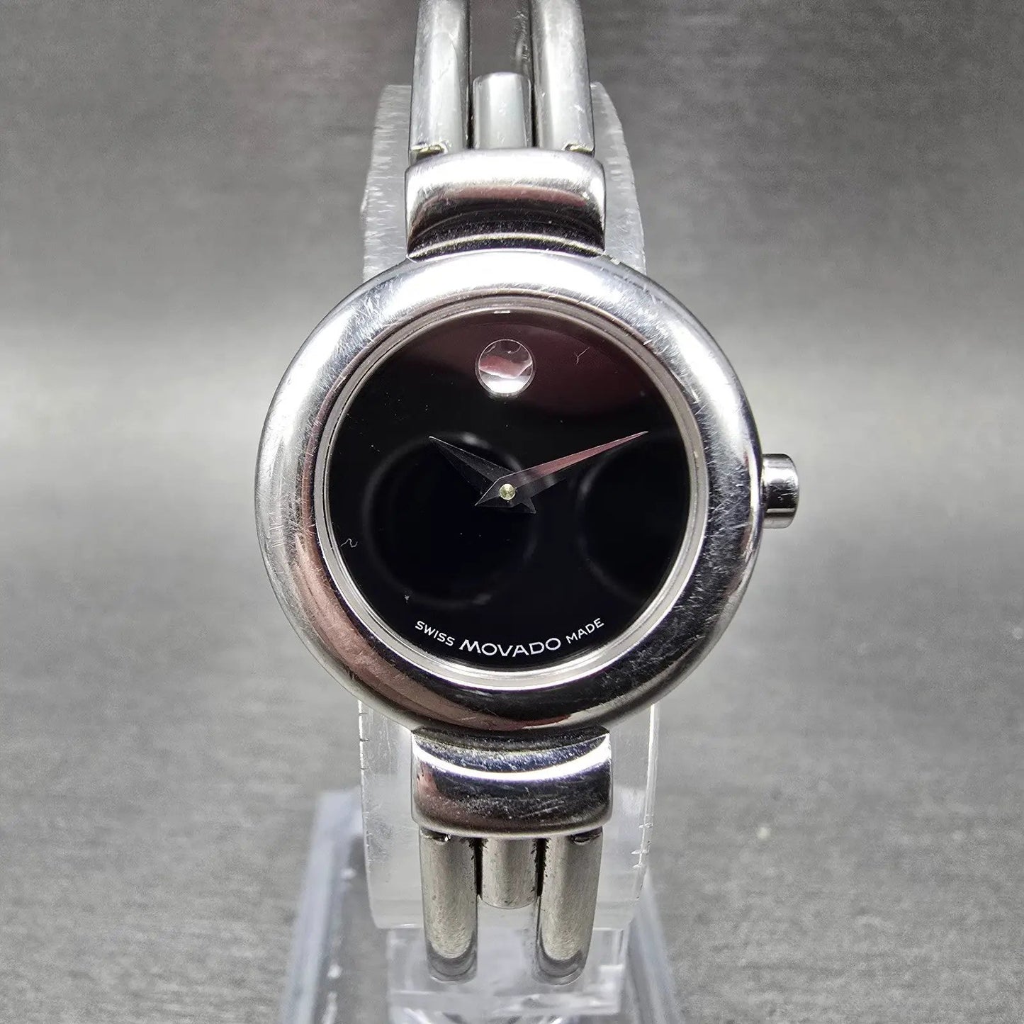 Movado Harmony Watch Women 23mm Black Dial Silver Tone 84 A1 809 A New Battery0