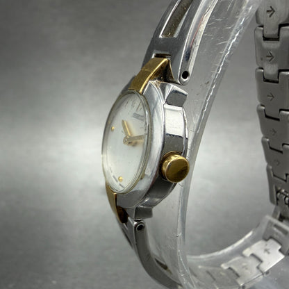 Seiko Watch Women 20mm White Dial Two Tone Round 1N00-0GM0 New Battery Vintage2