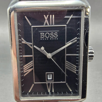 Hugo Boss Classico watch Men 31mm Black Dial Steel Date Rectangle New Battery1
