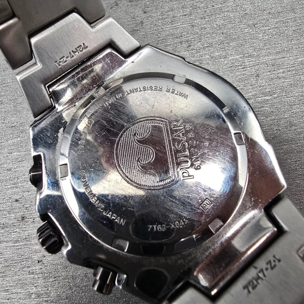 Pulsar Chronograph Watch Men 43mm Black Dial Silver Date 7T62-X041 READ!!!!!!10