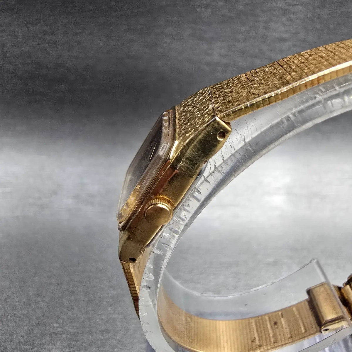 Seiko Watch Women 17mm Brown Dial Gold Tone Rectangle 2C20-5789 New Battery JP342