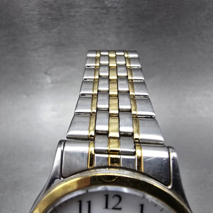 Citizen Eco-Drive Watch Men 35mm White Dial Two Tone Bracelet E030-K001676 Runs4
