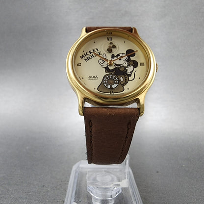 Seiko Alba Mickey Mouse Watch Women 29mm Cream Dial Gold Tone V2540020 New Batt5