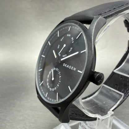 Skagen Holst Watch Men 40mm Black Dial Black Tone Daydate Round SKW6265 New Batt2