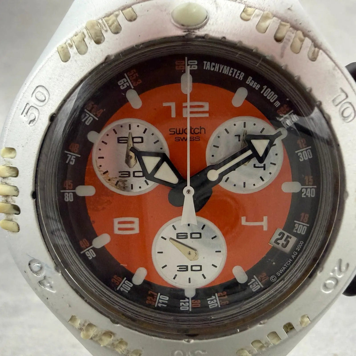 Swatch Irony Scuba 200 Chrono Satsuma Watch Men Orange Dial Date YBS4006 Newbat1
