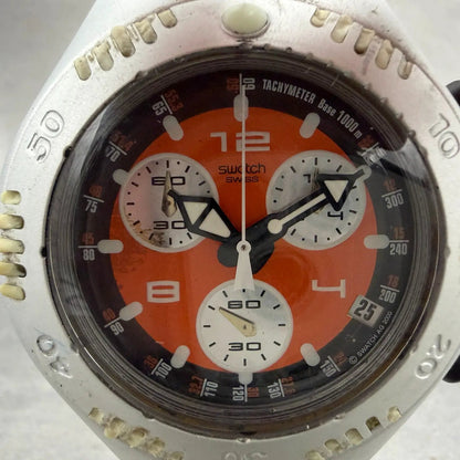 Swatch Irony Scuba 200 Chrono Satsuma Watch Men Orange Dial Date YBS4006 Newbat1