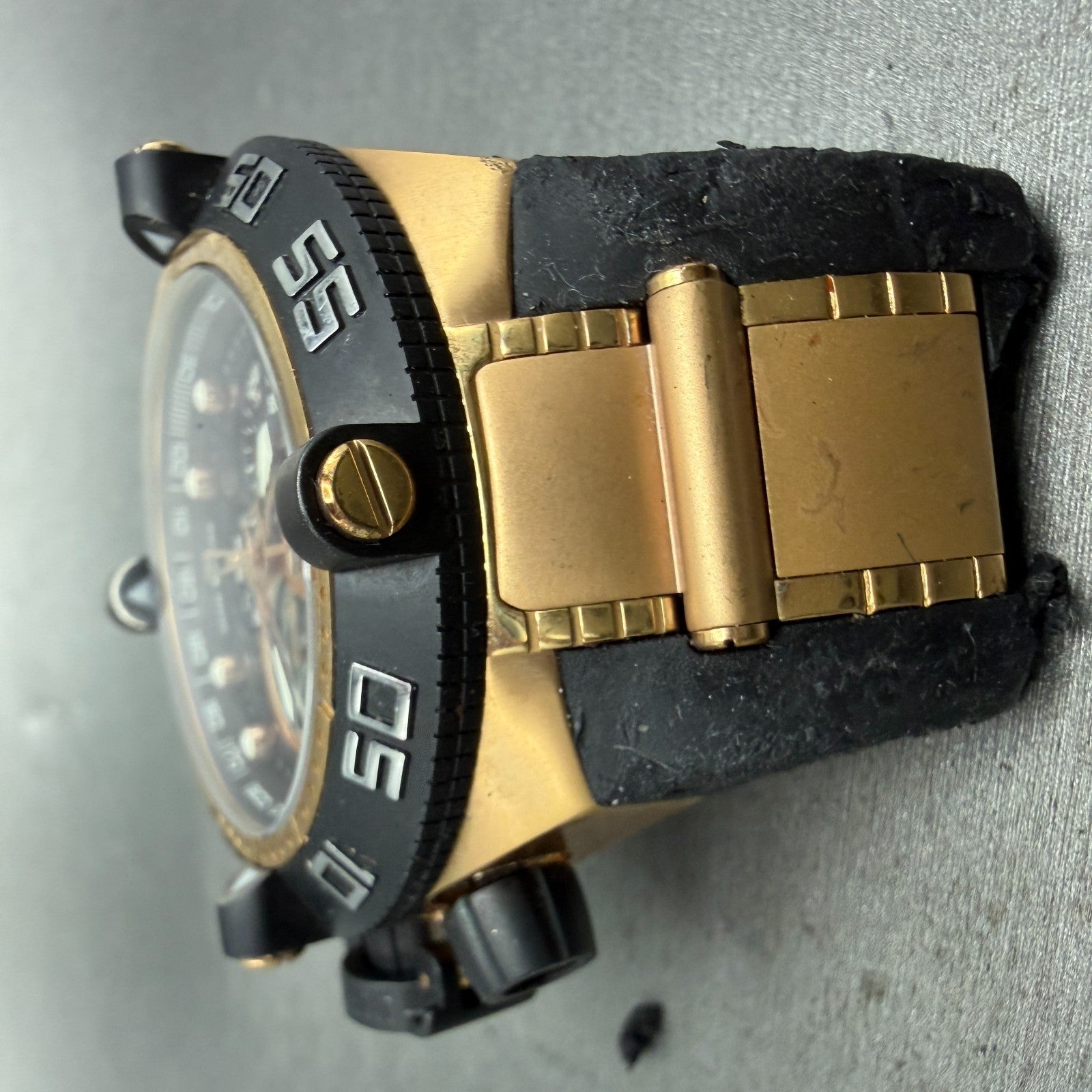 Invicta Subaqua Noma IV Chronograph Watch Men 50mm Black Dial Gold Tone New Batt4