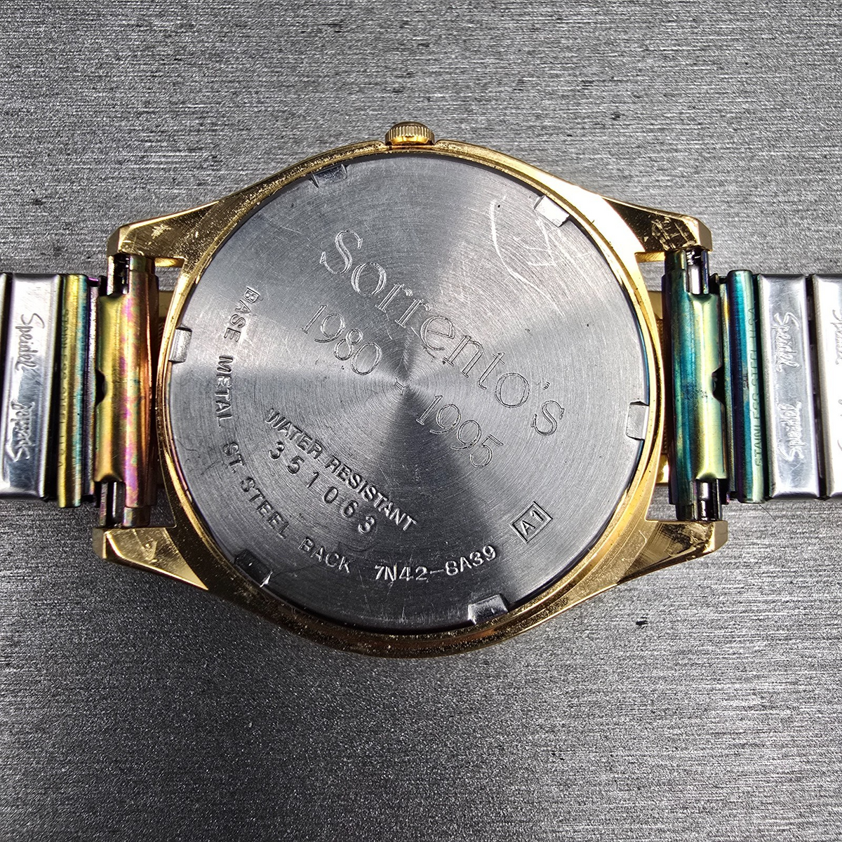 Seiko Watch Men 35mm Gold Dial Gold Tone Date Round 7N42-8A39 New Battery10