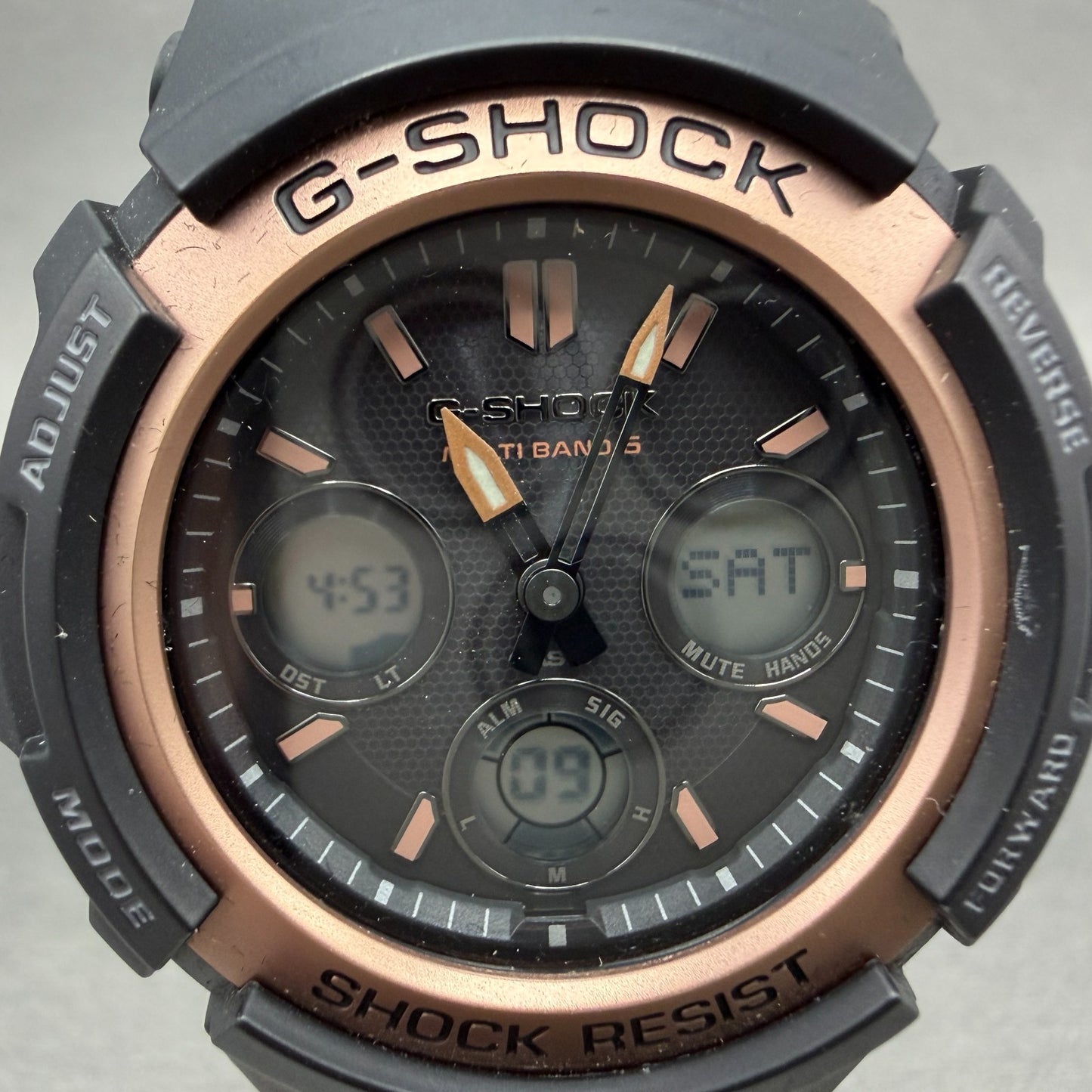 Casio G-Shock AWG-M100SF Watch Men 47mm Black Rose Gold Alarm Chrono Works Solar3