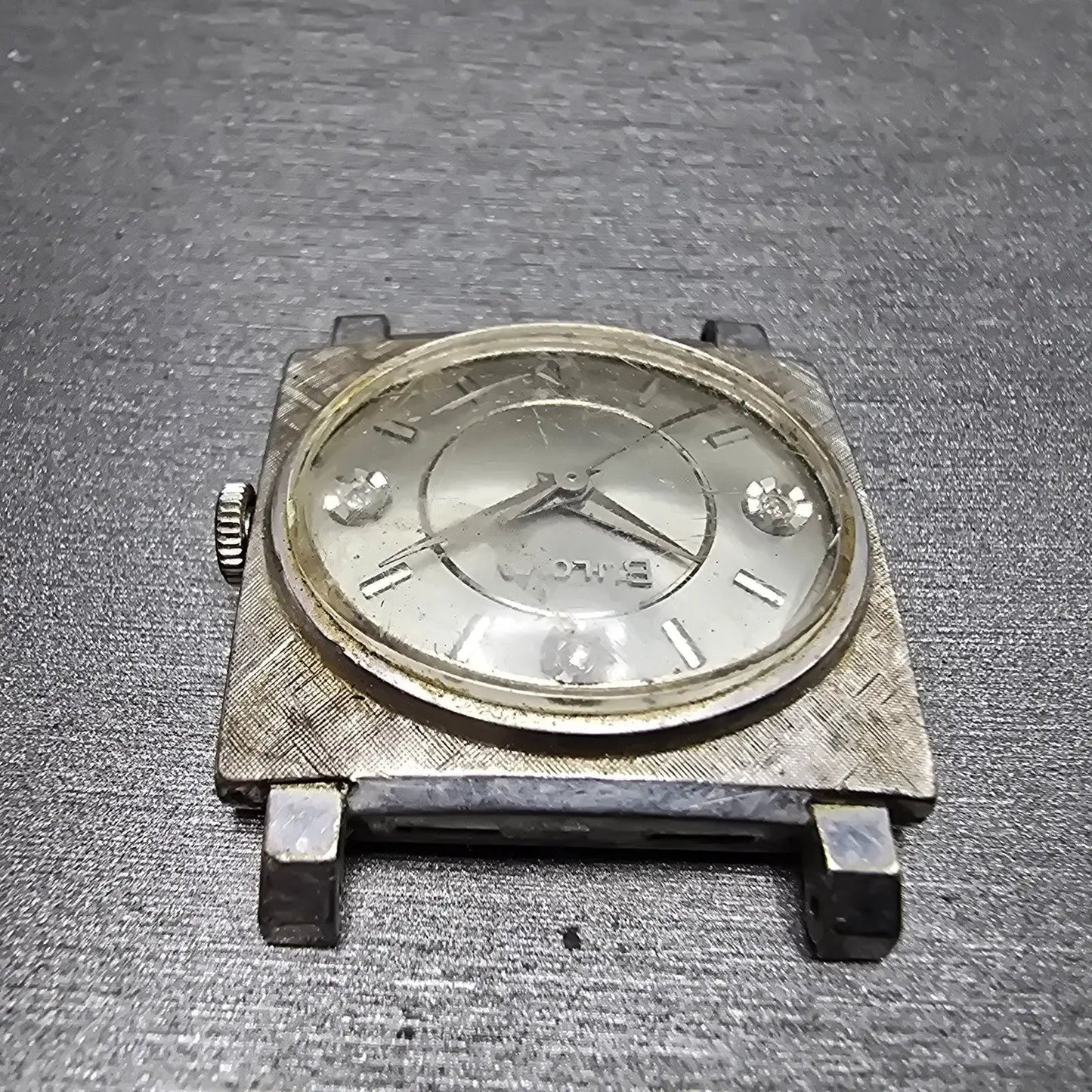 Bulova Tank Watch 28mm Men Silver Dial White Gold Filled Diamond Manual M6 PARTS5