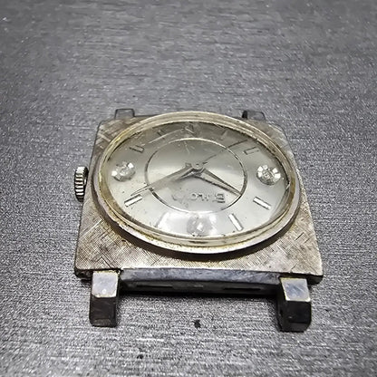 Bulova Tank Watch 28mm Men Silver Dial White Gold Filled Diamond Manual M6 PARTS5