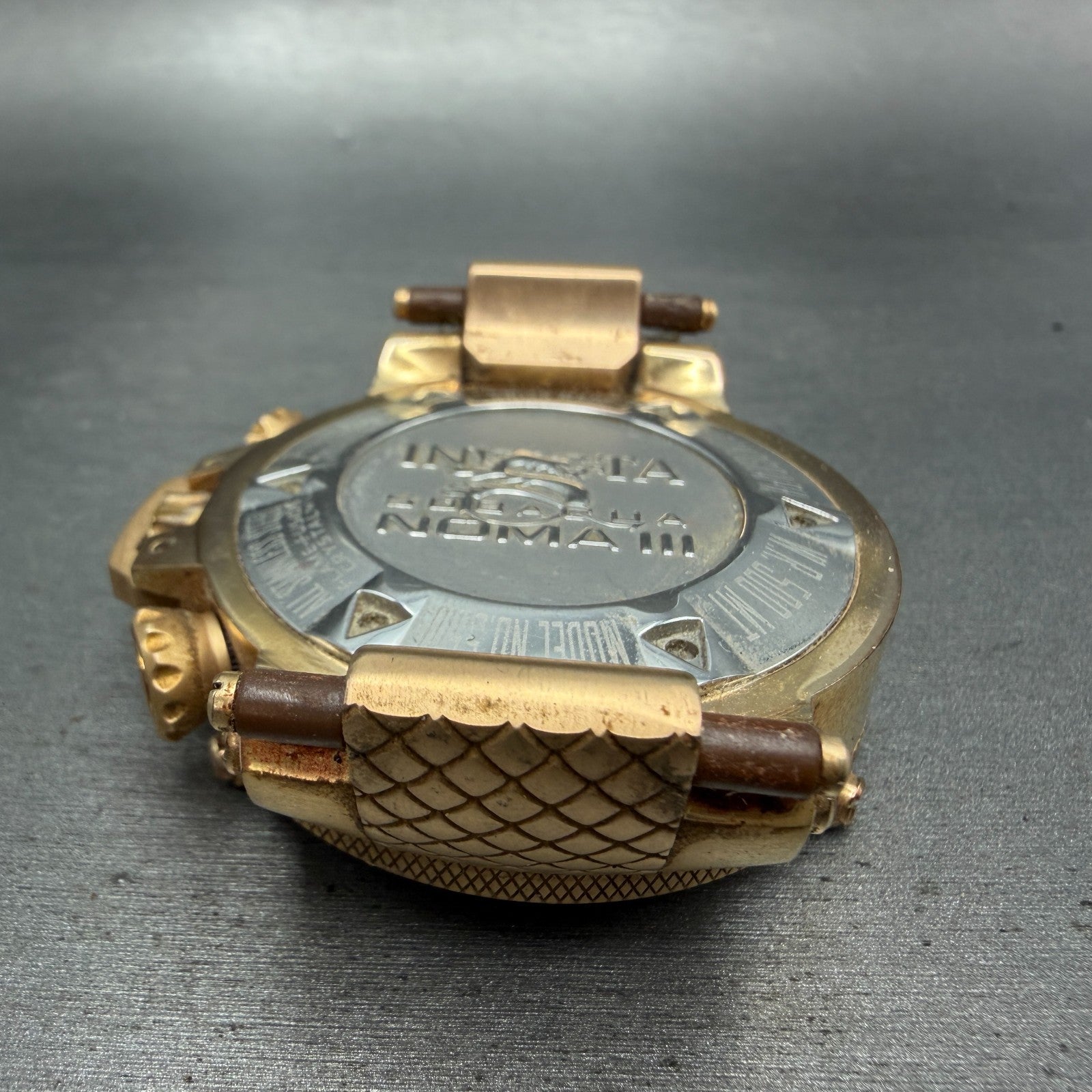 Invicta Sub Aqua Noma III Chrono Watch Men 50mm Brown Dial Rose Gold Date Newbat8