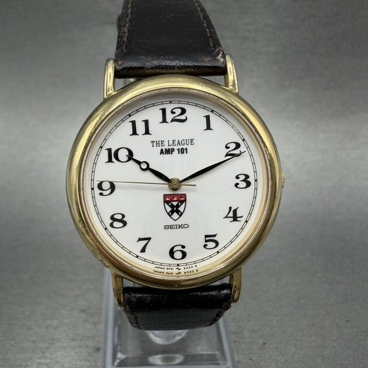 Seiko The League AMP 101 Watch Men 31mm White Dial Gold Tone 5p316190 New Batt0