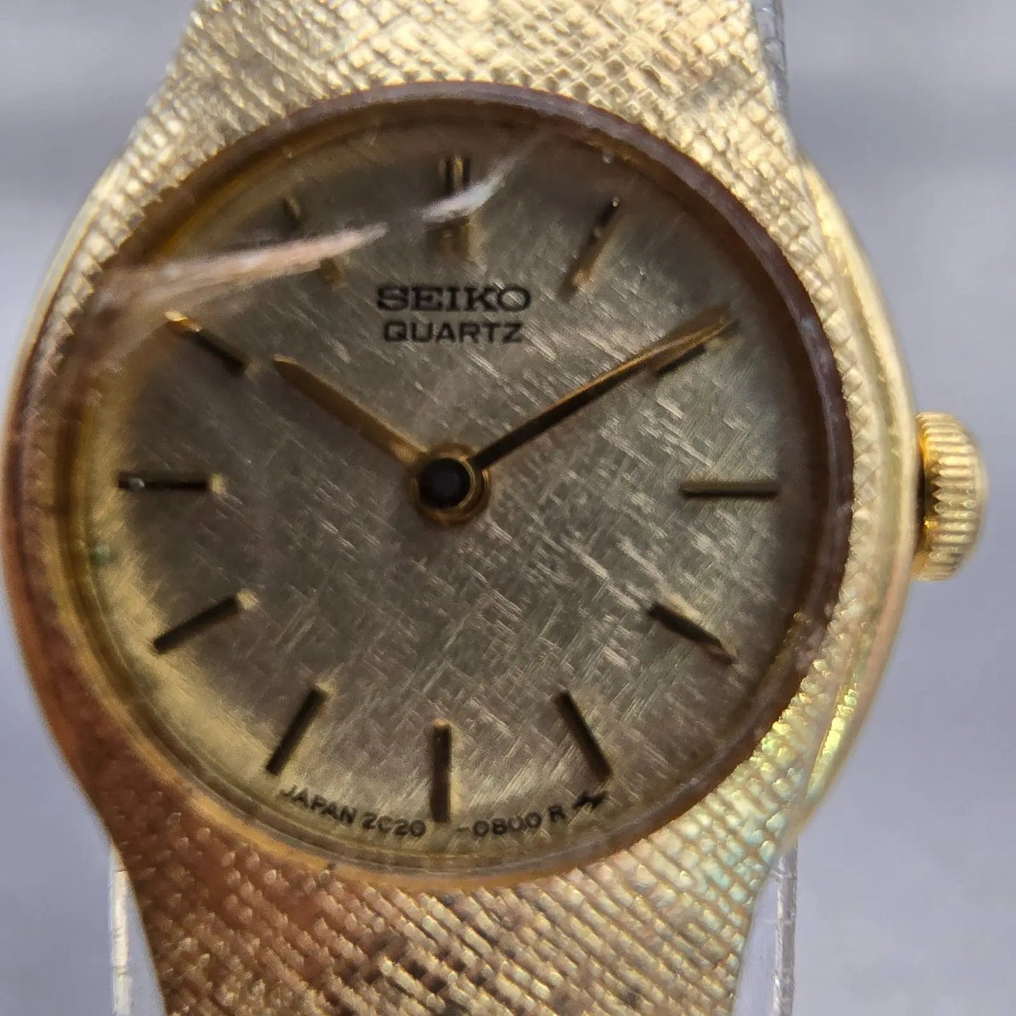 Seiko Watch Women 17mm Gold Dial Gold Tone Round 2C20-0149 VTG New Battery1