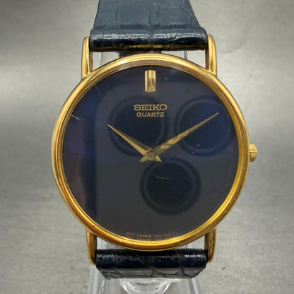 Seiko Watch Men 32mm Blue Dial Gold Tone Round 7N00-7A49 New Battery Vintage0