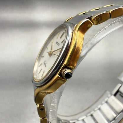 Seiko Exceline Watch Women 24mm White Dial Two Tone Round 7321-0520 New Battery2