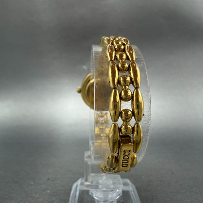 Gucci 1100L Watch Women 26mm White Dial Gold Plated Round Bezel VTGPARTS9