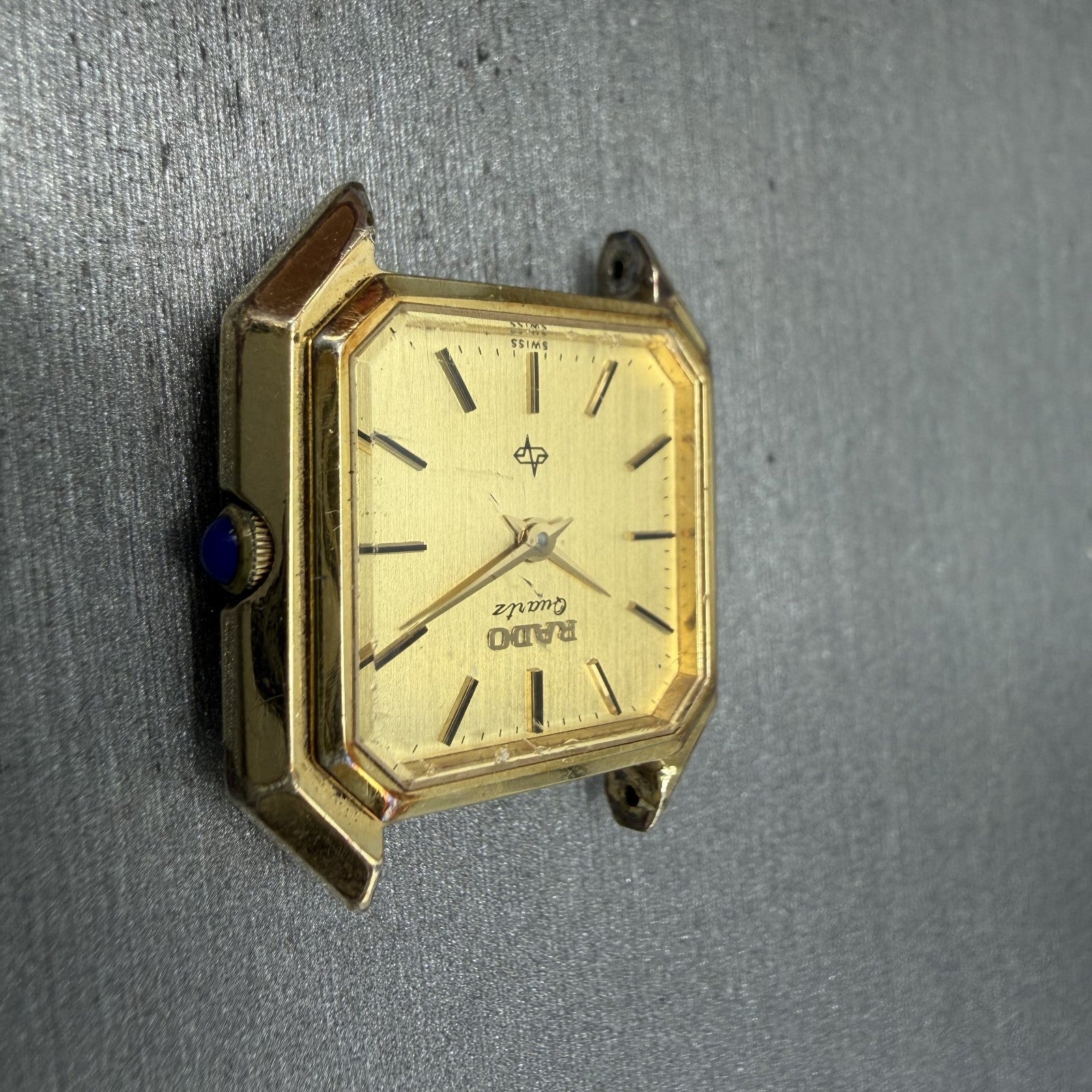 Rado Watch Women 24mm Gold Dial Gold Tone Octagon 717.9589.2 Vintage PARTS6