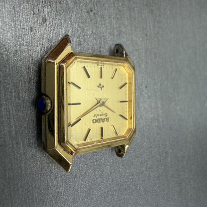 Rado Watch Women 24mm Gold Dial Gold Tone Octagon 717.9589.2 Vintage PARTS6