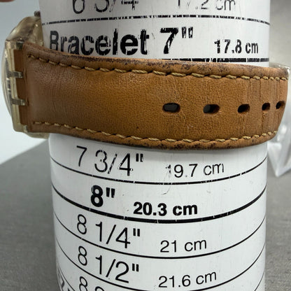 Swatch Croissant Chaud Watch Men 34mm Brown Dial Clear Case Daydate Round Works10
