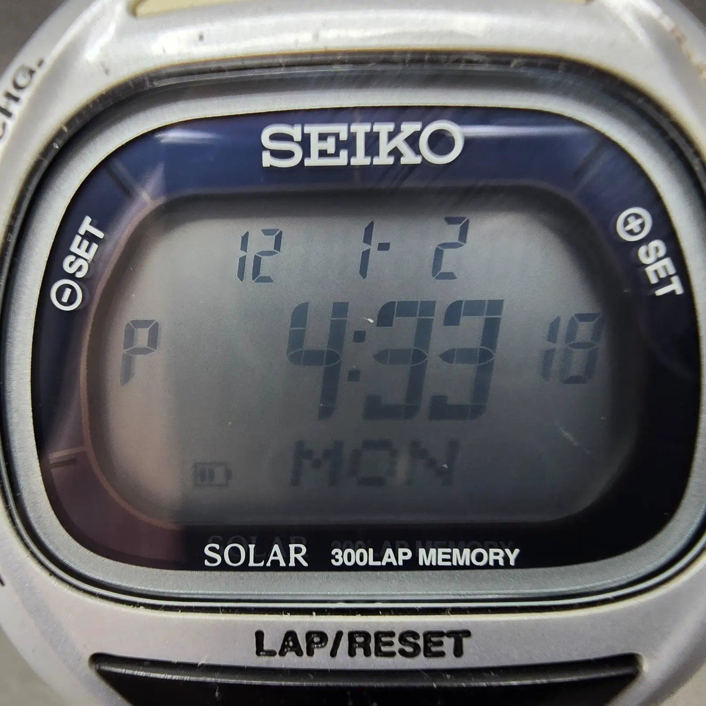 Seiko Super runner Watch Men 43mm Silver Alarm Chronograph S680-00A0 Works1