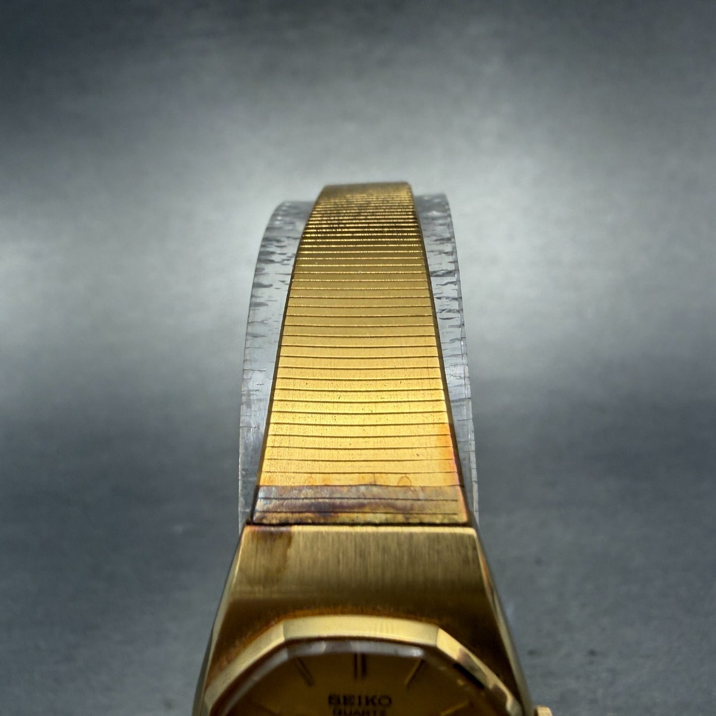 Seiko Watch Women 19mm Gold Dial Gold Tone Round 5420-5099 New Battery NOS4