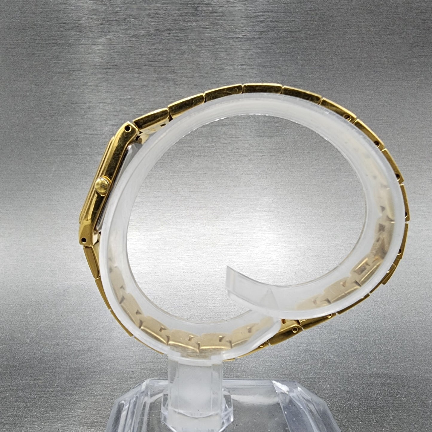 Seiko Watch Women 13mm Gold Dial Gold Tone Rectangle 2E207479 New Battery6