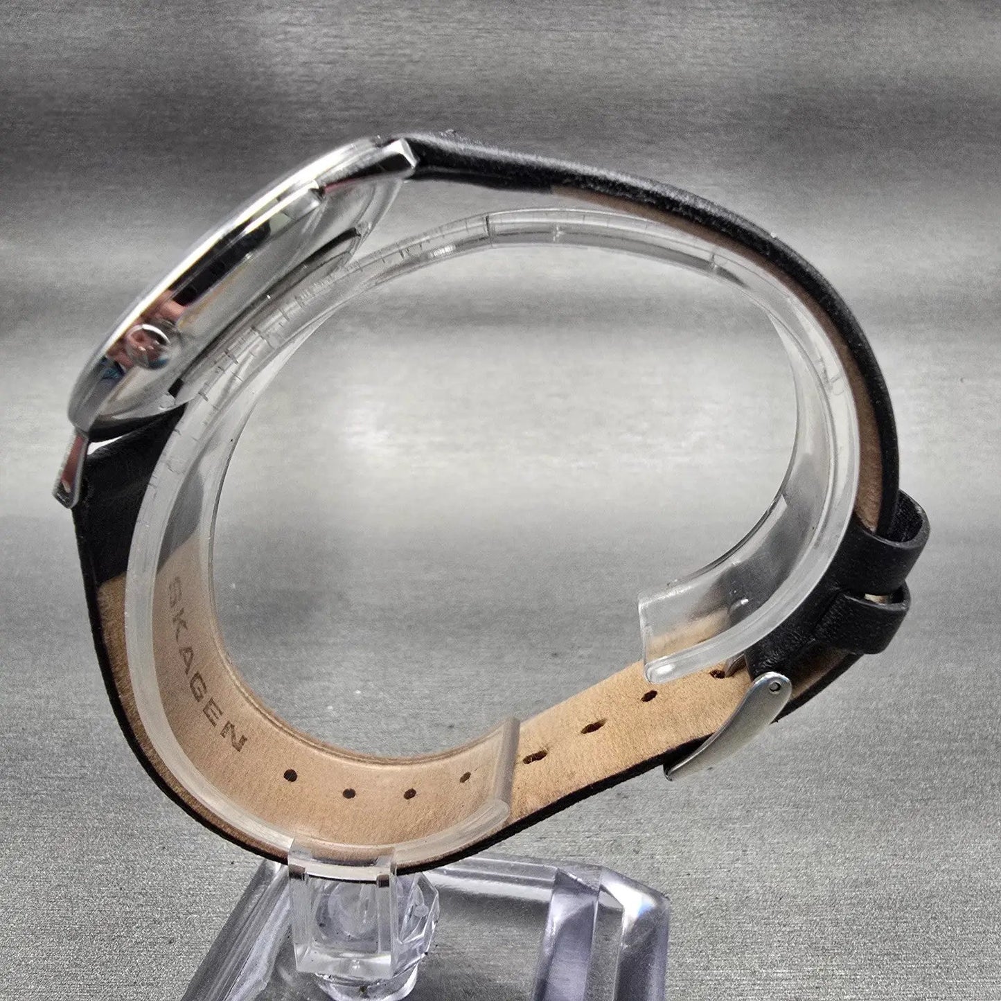 Skagen Steel Watch Men 35mm Black Dial Silver Tone Round 18LSLB New Battery6
