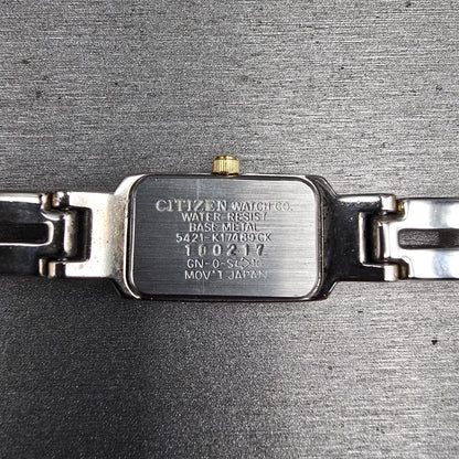 Citizen Tank Watch Women 14mm Champagne Dial Two Tone Rectangle New Battery VTG10