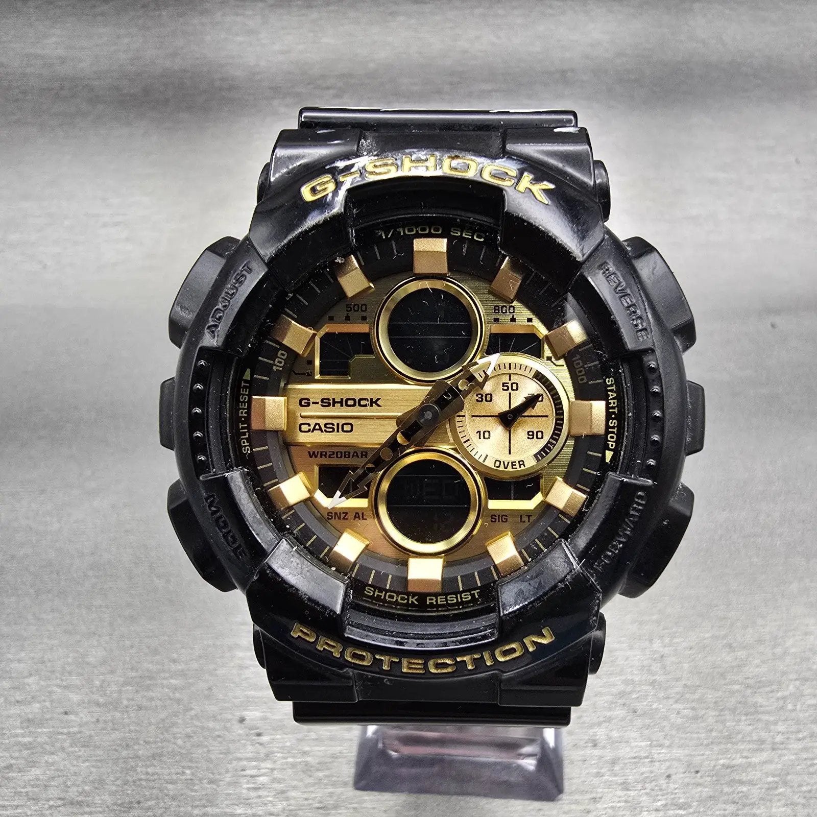Casio G-Shock GA-140GB Watch Men 50mm Gold Black Chronograph Alarm New Battery0