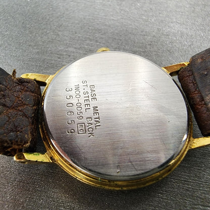 Seiko Watch Women 26mm Red Floral Dial Gold Tone Round 1n000d59 New Battery9