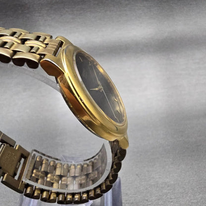 Seiko SX Watch Men 33mm Black Dial Gold Tone Round V701-1K00 New Battery Vintage3