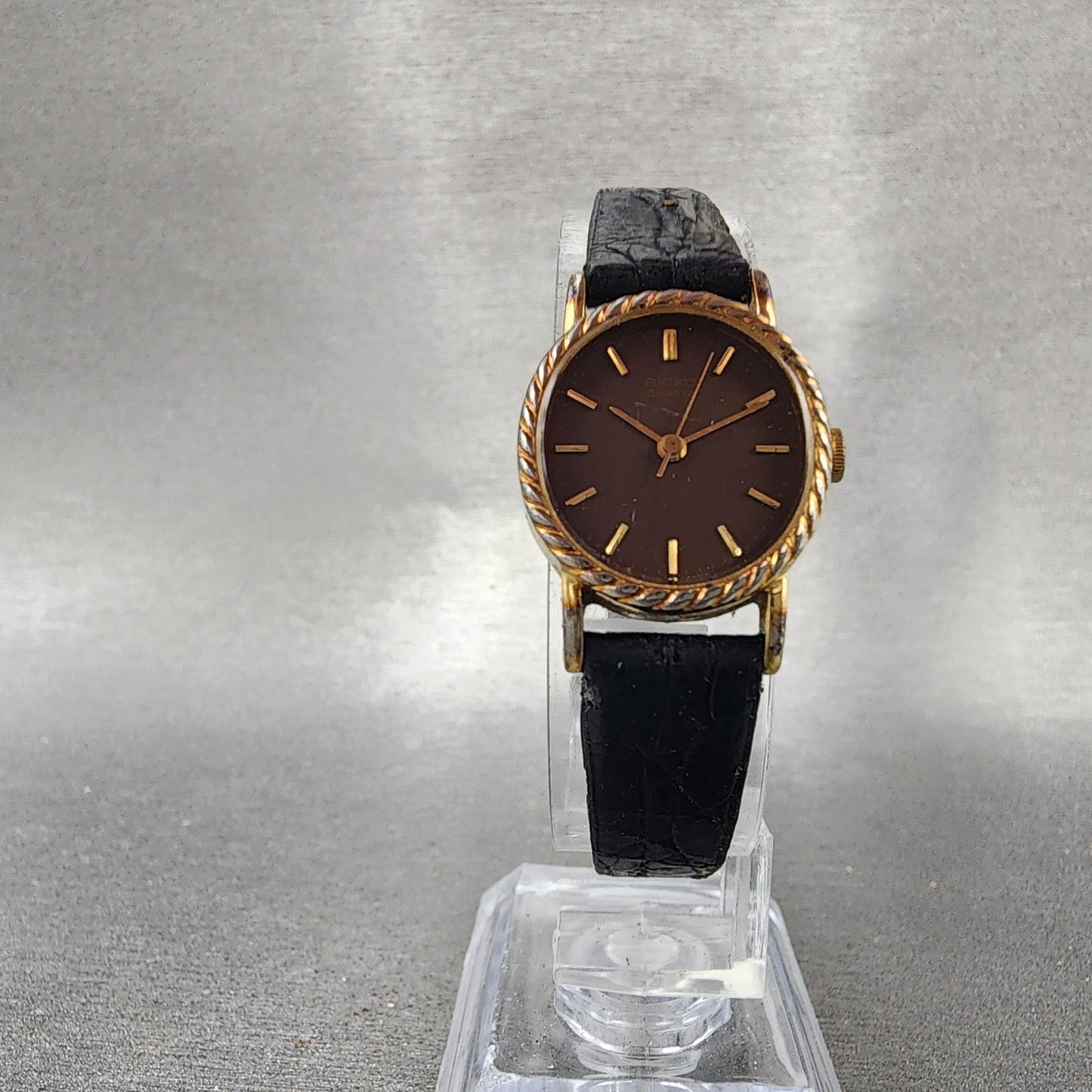 Seiko Watch Women 19mm Brown Dial Gold Tone Oval 14215510 New Battery6