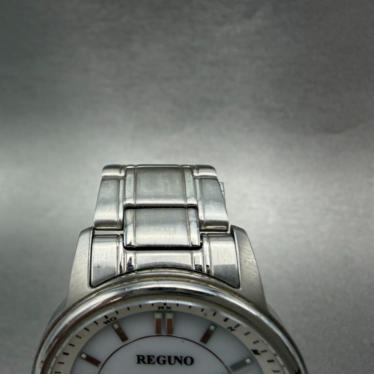 Citizen Reguno Watch Men 36mm White Dial Silver Tone Solar Radio controlled Runs5