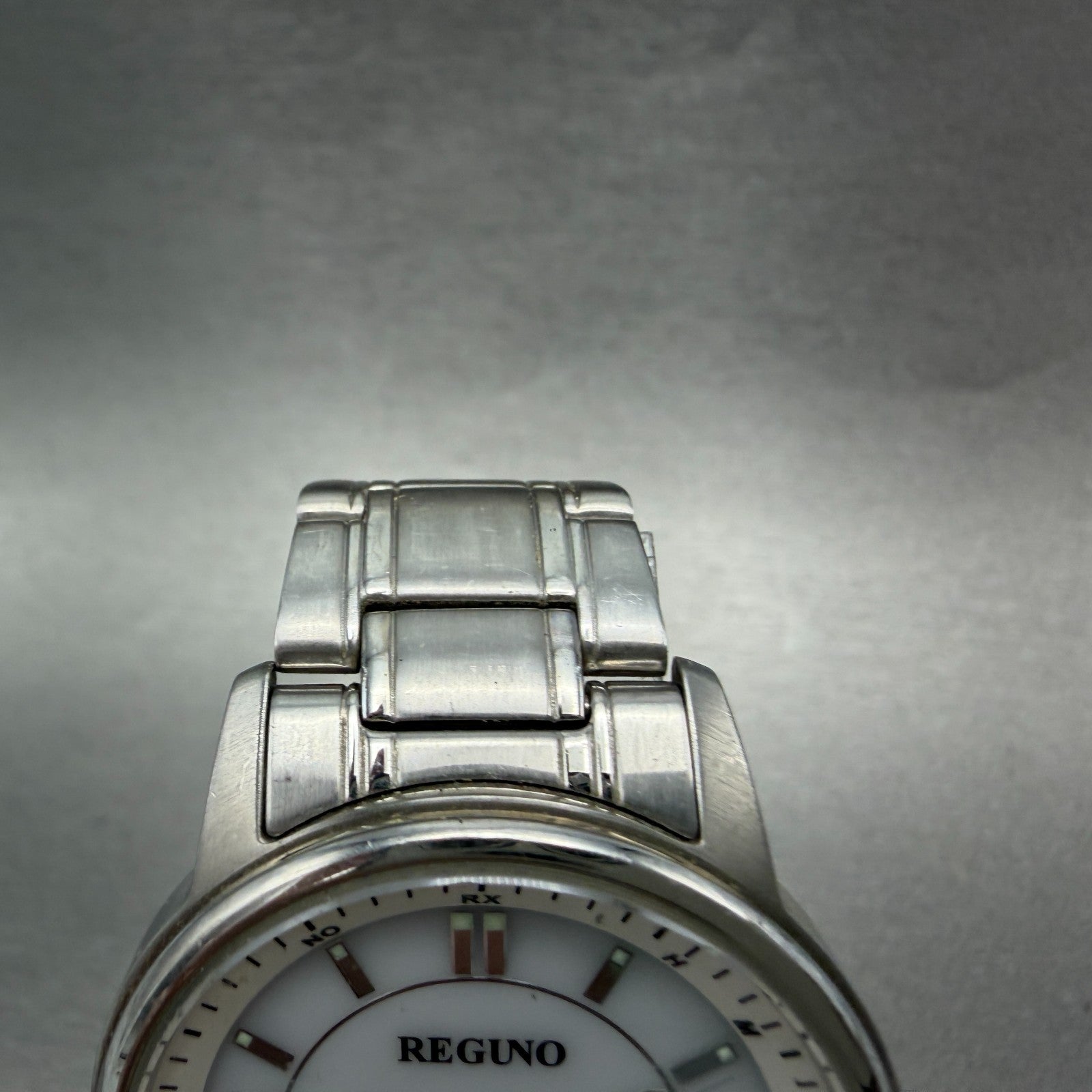 Citizen Reguno Watch Men 36mm White Dial Silver Tone Solar Radio controlled Runs5