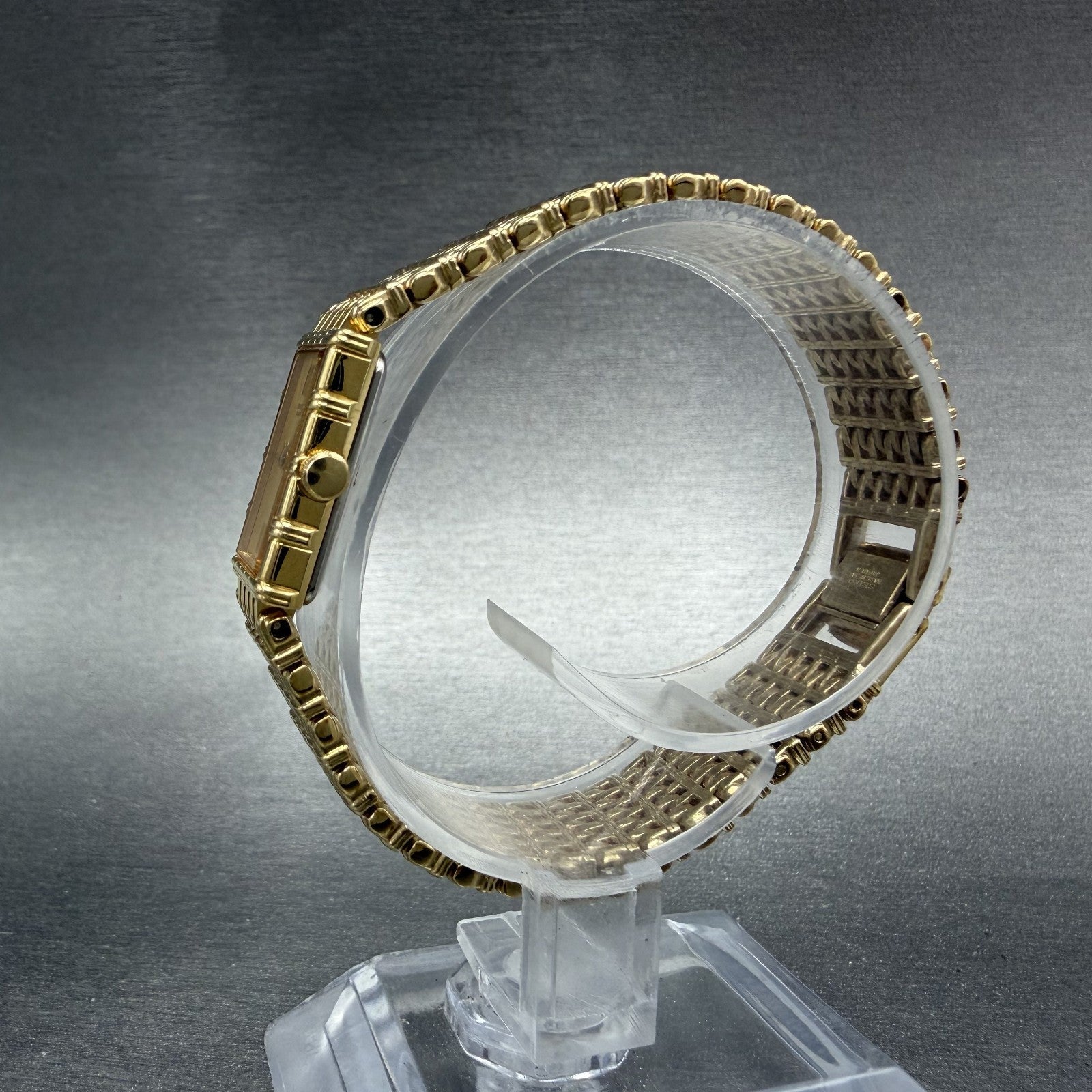 Seiko Tank Watch Women 12mm Champagne Dial Gold Tone 2e20-6109 New Battery 97HD6