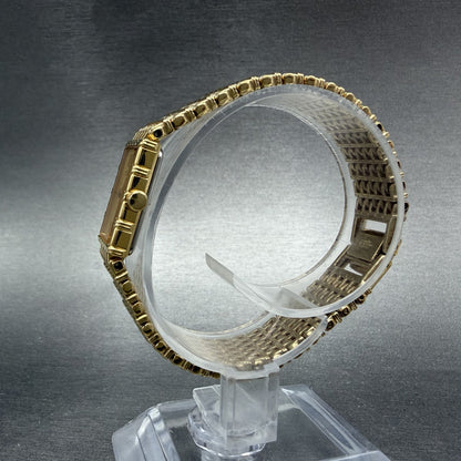 Seiko Tank Watch Women 12mm Champagne Dial Gold Tone 2e20-6109 New Battery 97HD6
