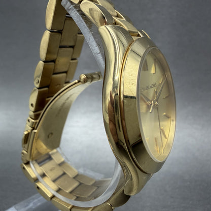 Michael Kors Slim Runway Watch Women 34mm Gold Dial Gold Tone Round New Battery3