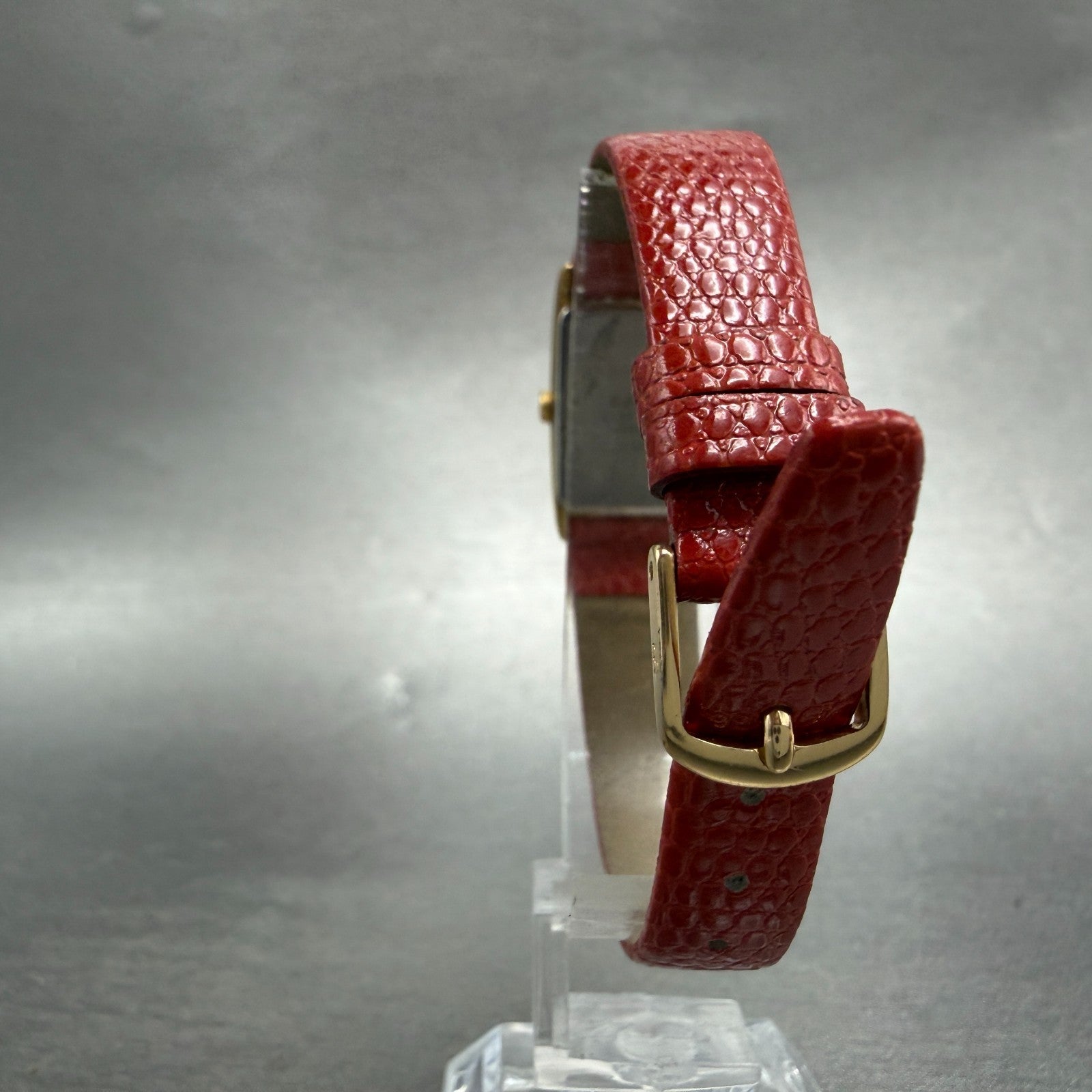 Seiko Tank Watch Women 17mm Black Dial Gold Tone Rectangle 2C20-5830 New Batt GT7