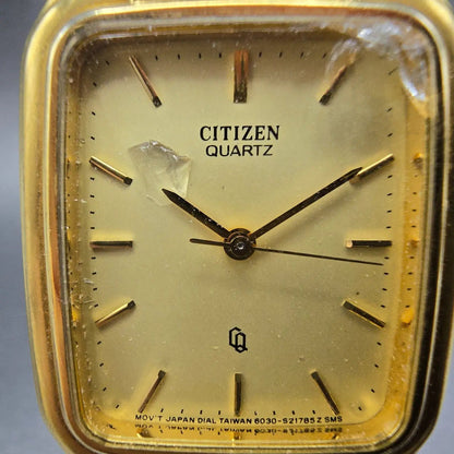 Citizen Tank Watch Men 26mm Gold Dial Gold Tone Rectangle 6030-S60201 PARTS2