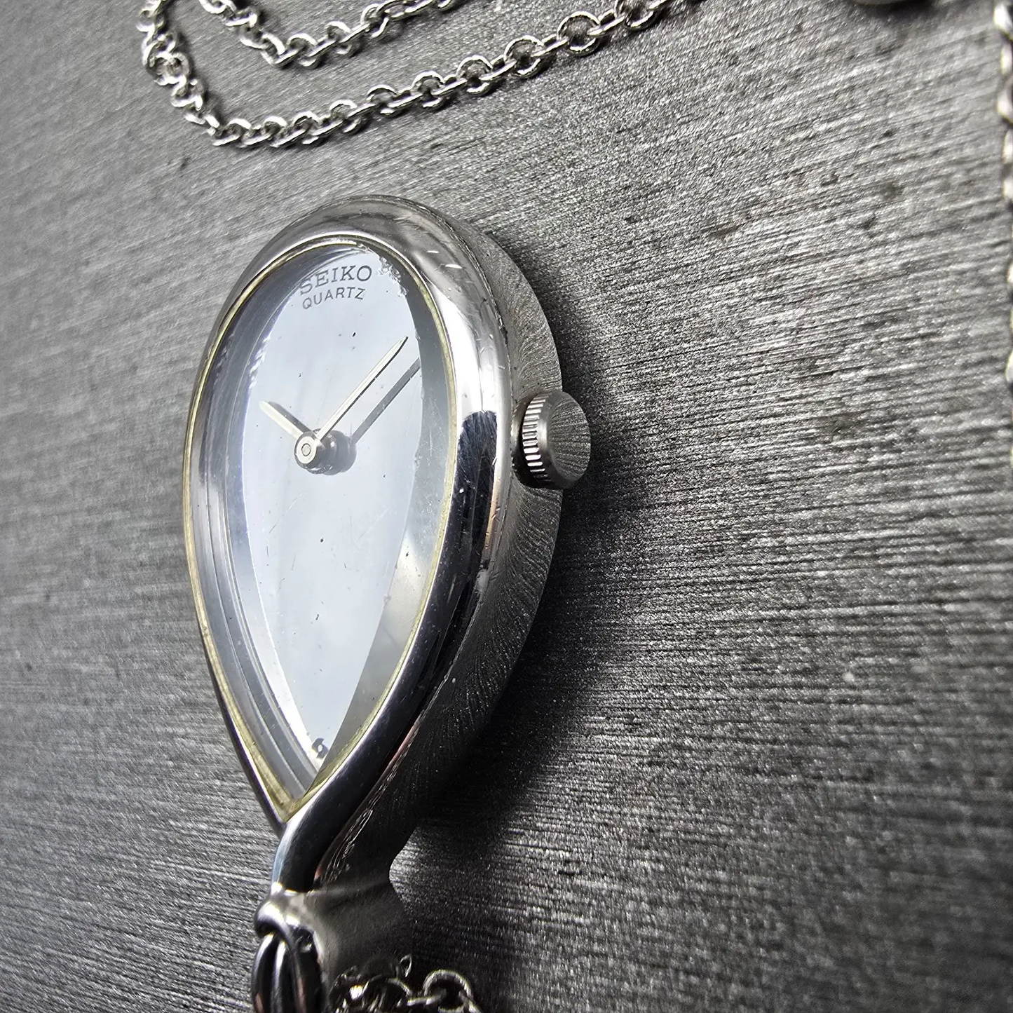 Seiko Pendant Watch Women 17mm Silver Dial Silver Tone 5420-5190 New Battery3