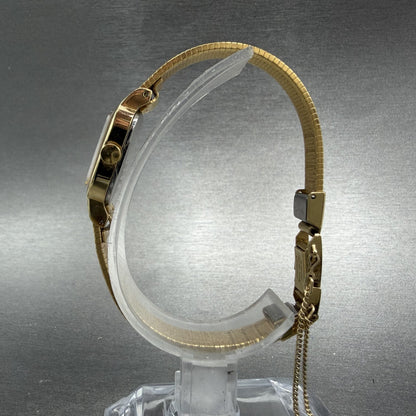 Seiko Tank Watch Women 16mm Black Dial Gold Tone Rectangle 2C20-5329 New Battery6