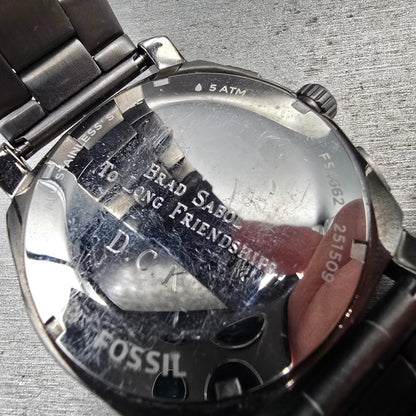 Fossil Machine Watch Men 45mm Gray Dial Gray Tone Chrono Date FS4662 New Battery10