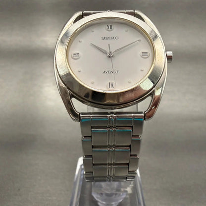 Seiko Avenue Watch Men 32mm White Dial Silver Tone Round 7N01-6680 New Battery5