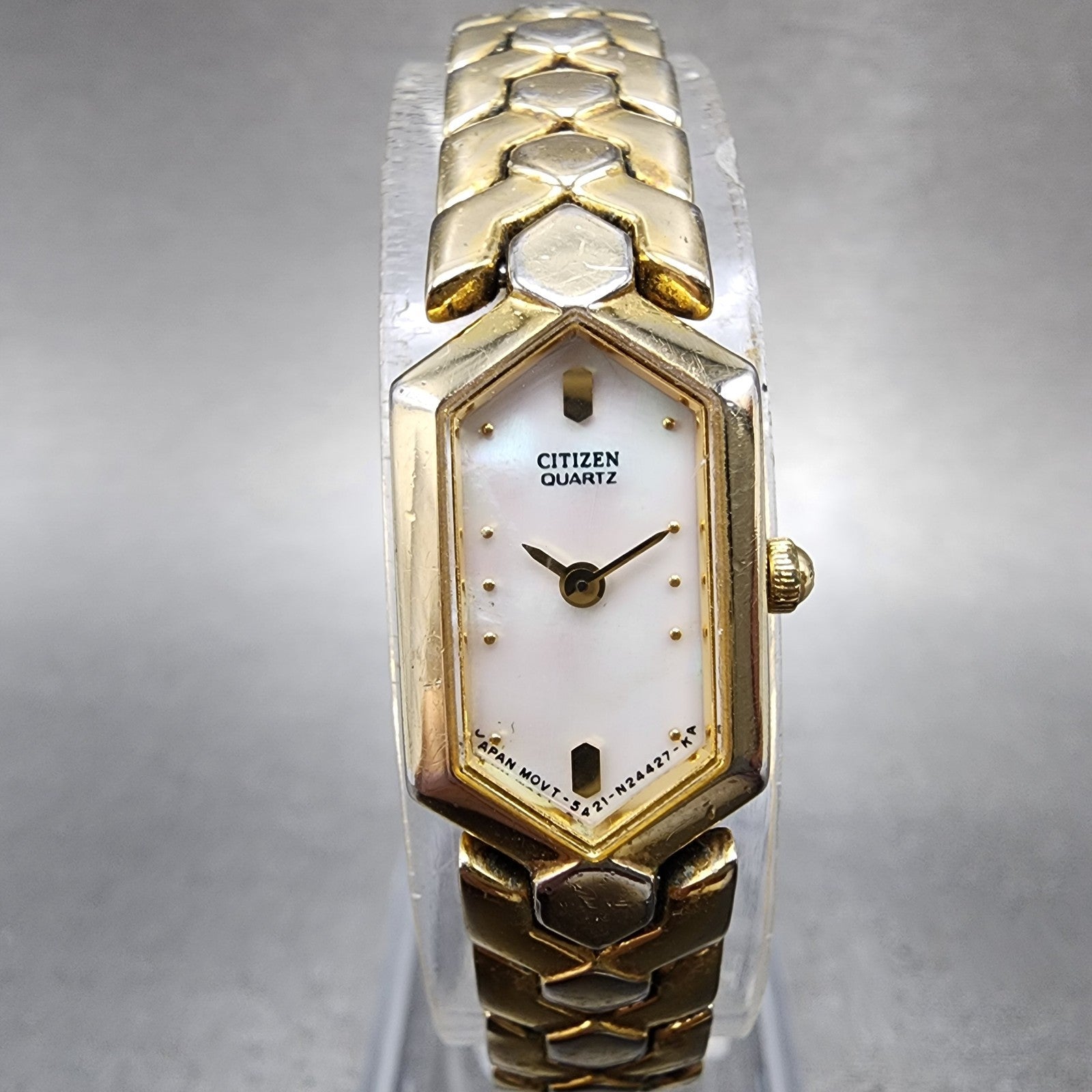 Citizen Watch Women 13mm MOP Dial Gold Tone Hexagon 5421S41185 New Battery0